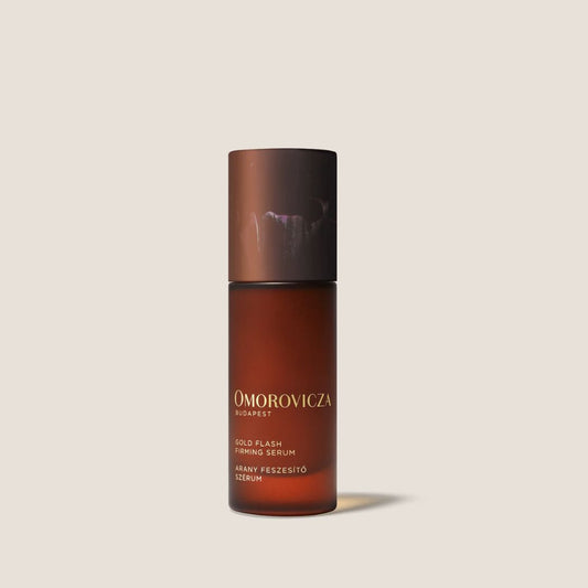 Omorovicza Gold Flash Firming Serum in elegant bottle for skin tightening and radiance