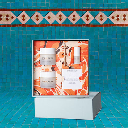 Omorovicza Night and Day Moisturizer Duo in a beautifully designed gift box for glowing skin