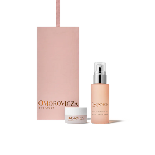 Omorovicza Perfecting Duo set includes a hydrating serum and moisturizer for radiant skin