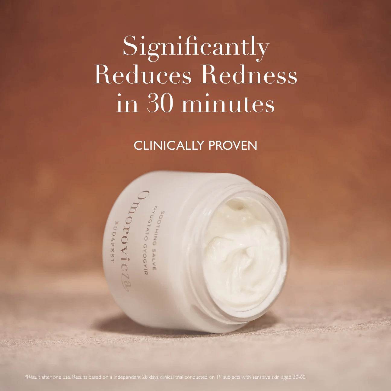 Omorovicza Soothing Salve in a jar, clinically proven to significantly reduce redness in 30 minutes