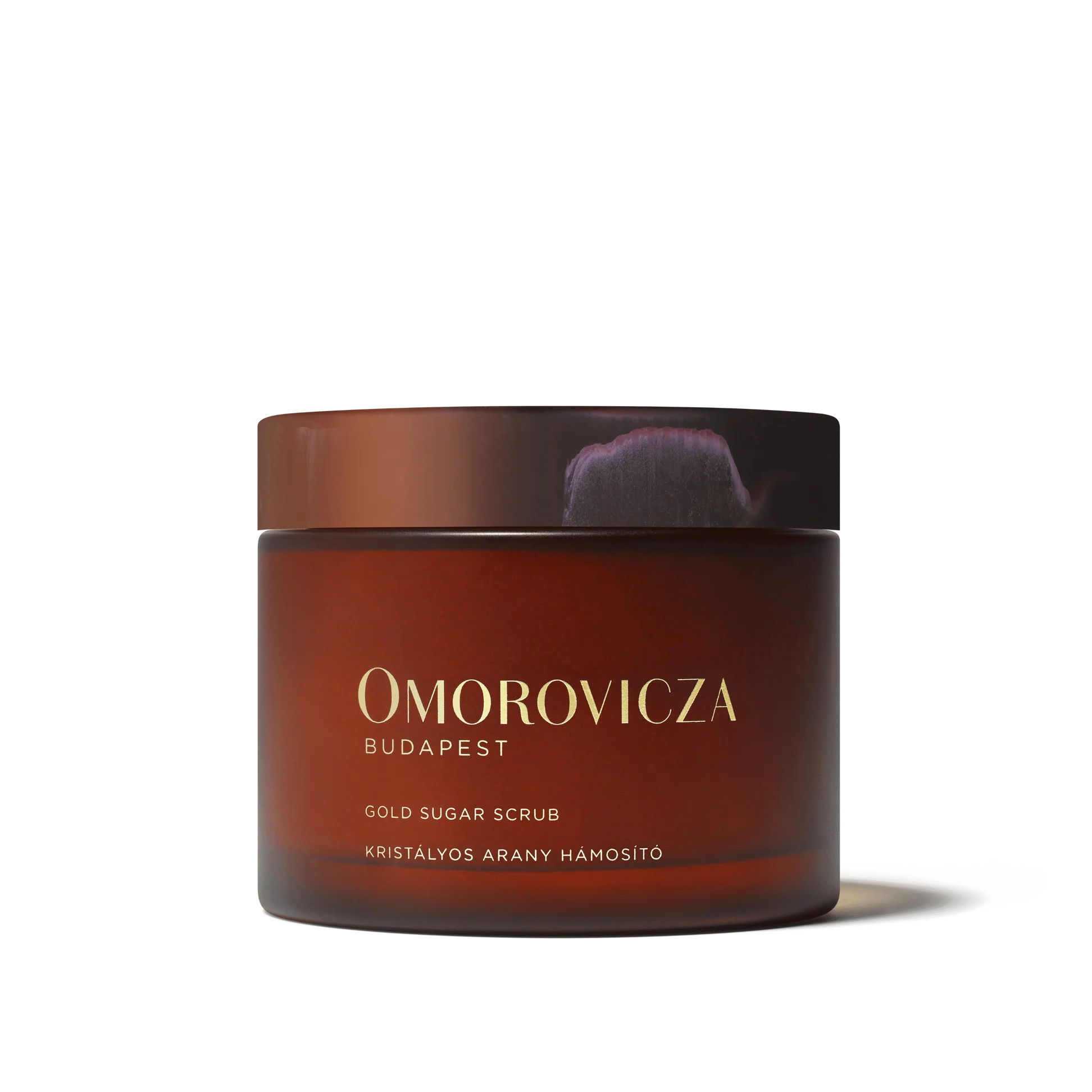 Omorovicza Gold Sugar Scrub in a luxurious jar for exfoliating and rejuvenating skin