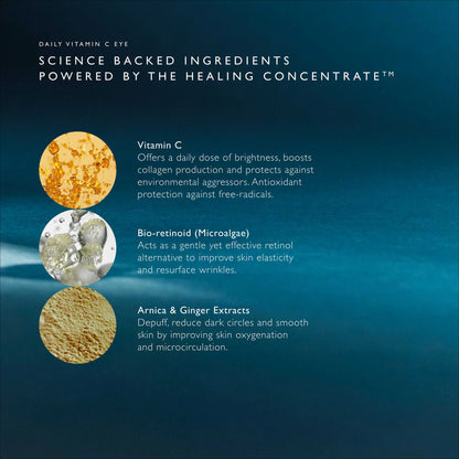 Omorovicza Vitamin C eye cream ingredients featuring Vitamin C, Bio-retinol, and Arnica extracts