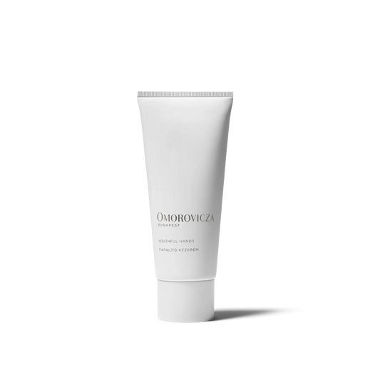 Omorovicza Youthful Hands Hand Cream in a sleek white tube for soft and rejuvenated skin