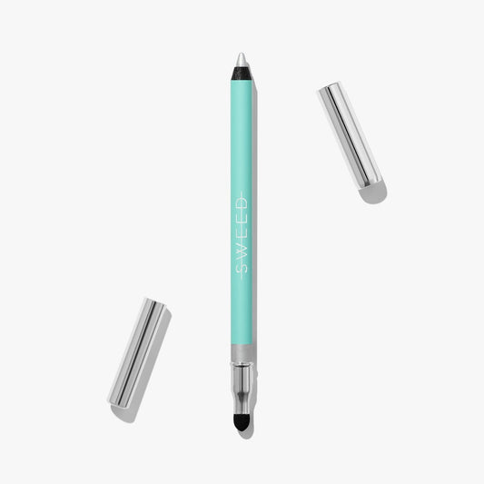 Sweed satin eyeliner pencil in mint green with retractable tip and built-in smudge tool for easy application