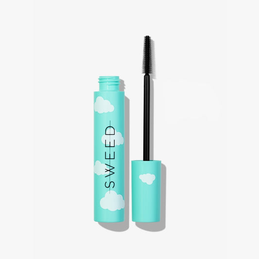Sweed Length and Volume Mascara in a turquoise tube with a black applicator brush