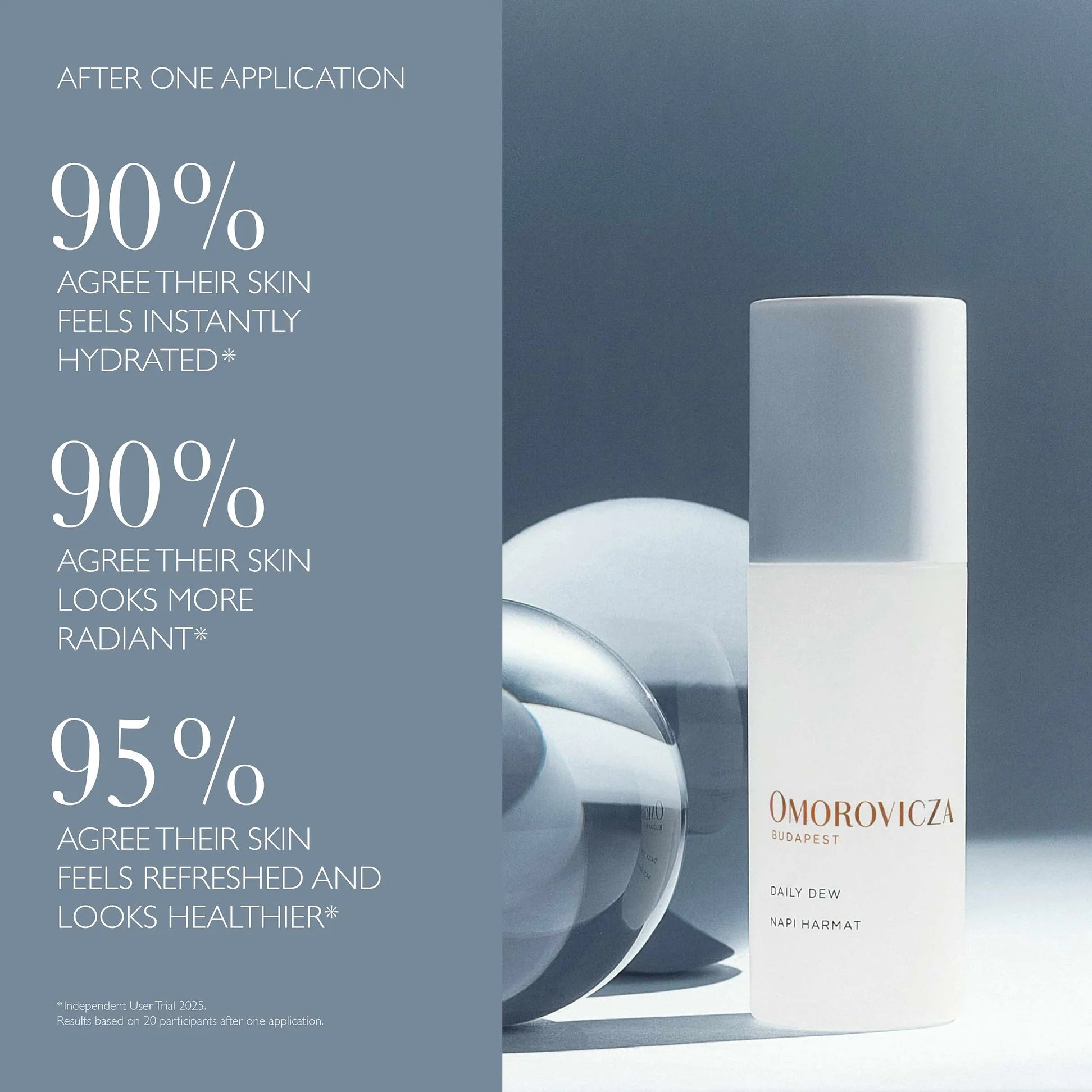 Omorovicza Daily Dew Gel Moisturizer Bottle with Radiant Skin Benefits Highlighted