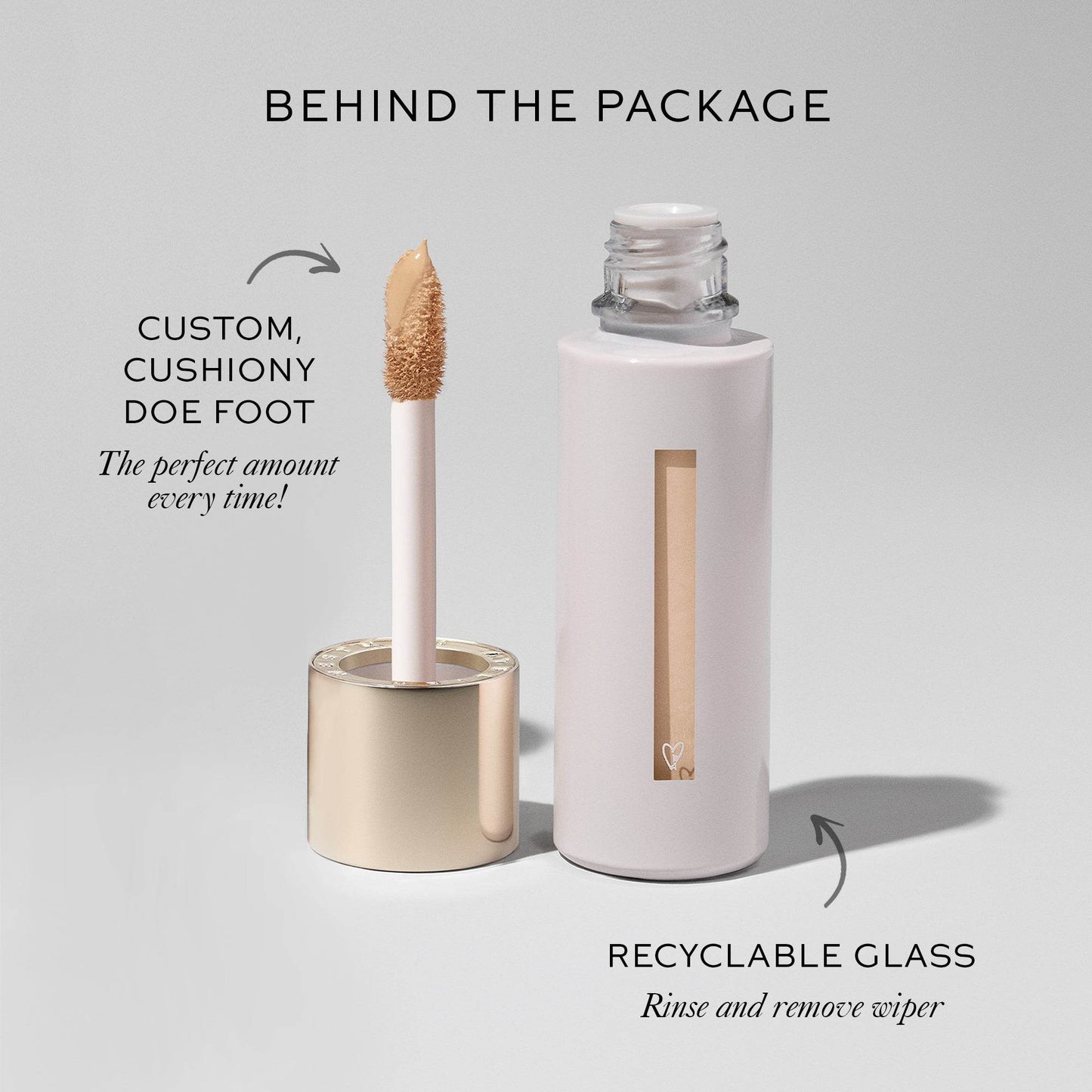 Westman Atelier Skincare Infused Concealer with custom doe foot applicator in recyclable glass bottle