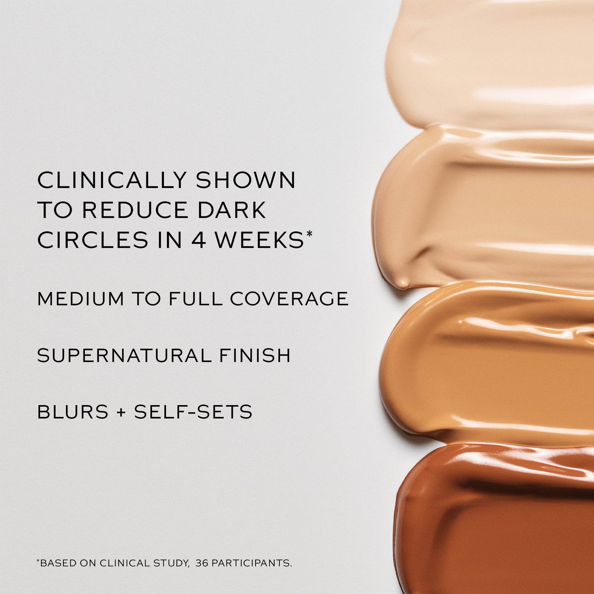 Westman Atelier Skincare Infused Concealer swatches showing medium to full coverage for dark circles