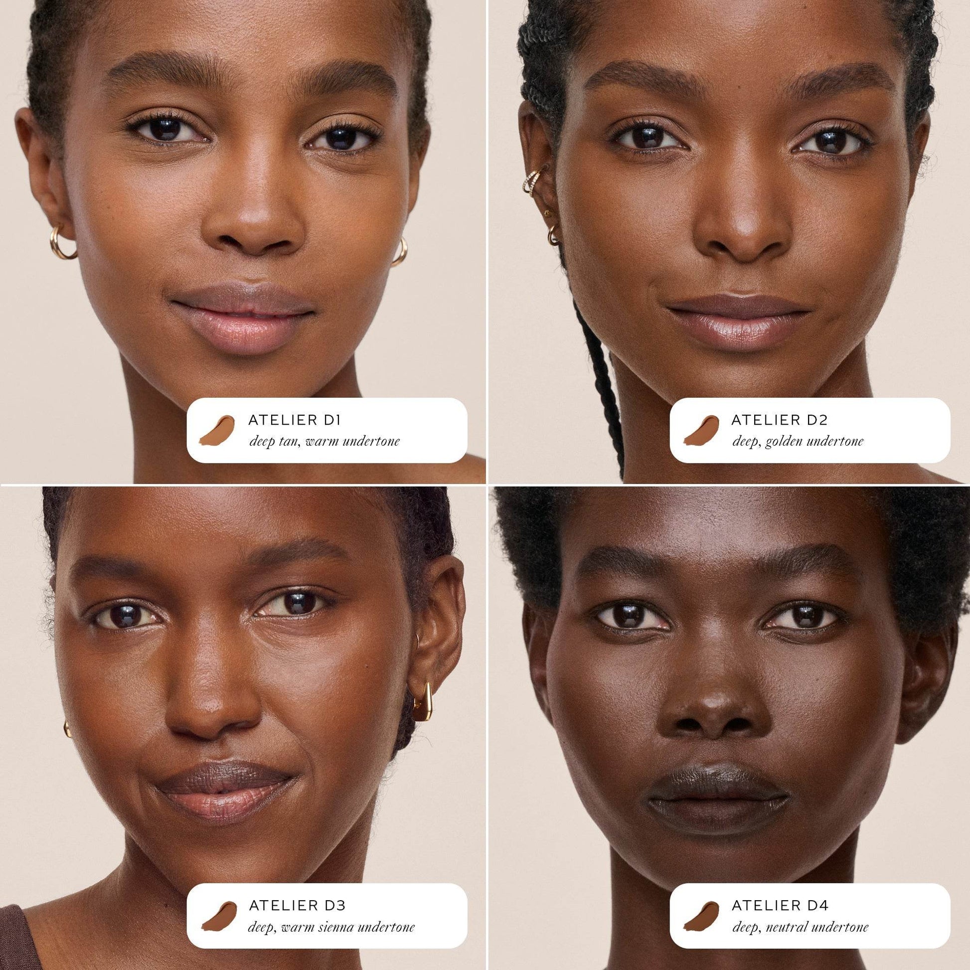 Westman Atelier Skincare Infused Concealer shades displayed on diverse skin tones for flawless coverage