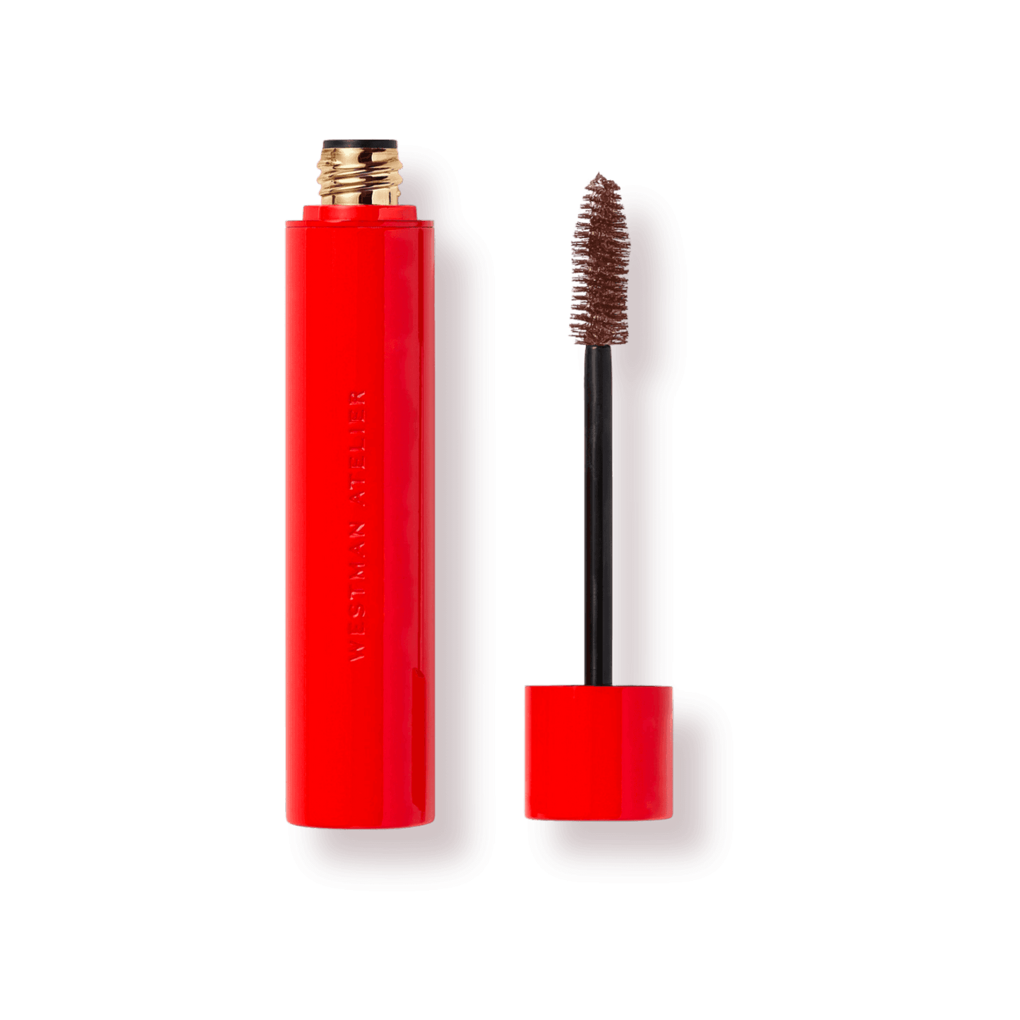 Westman Atelier Buildable Mascara in bold red packaging for enhanced lash volume and definition