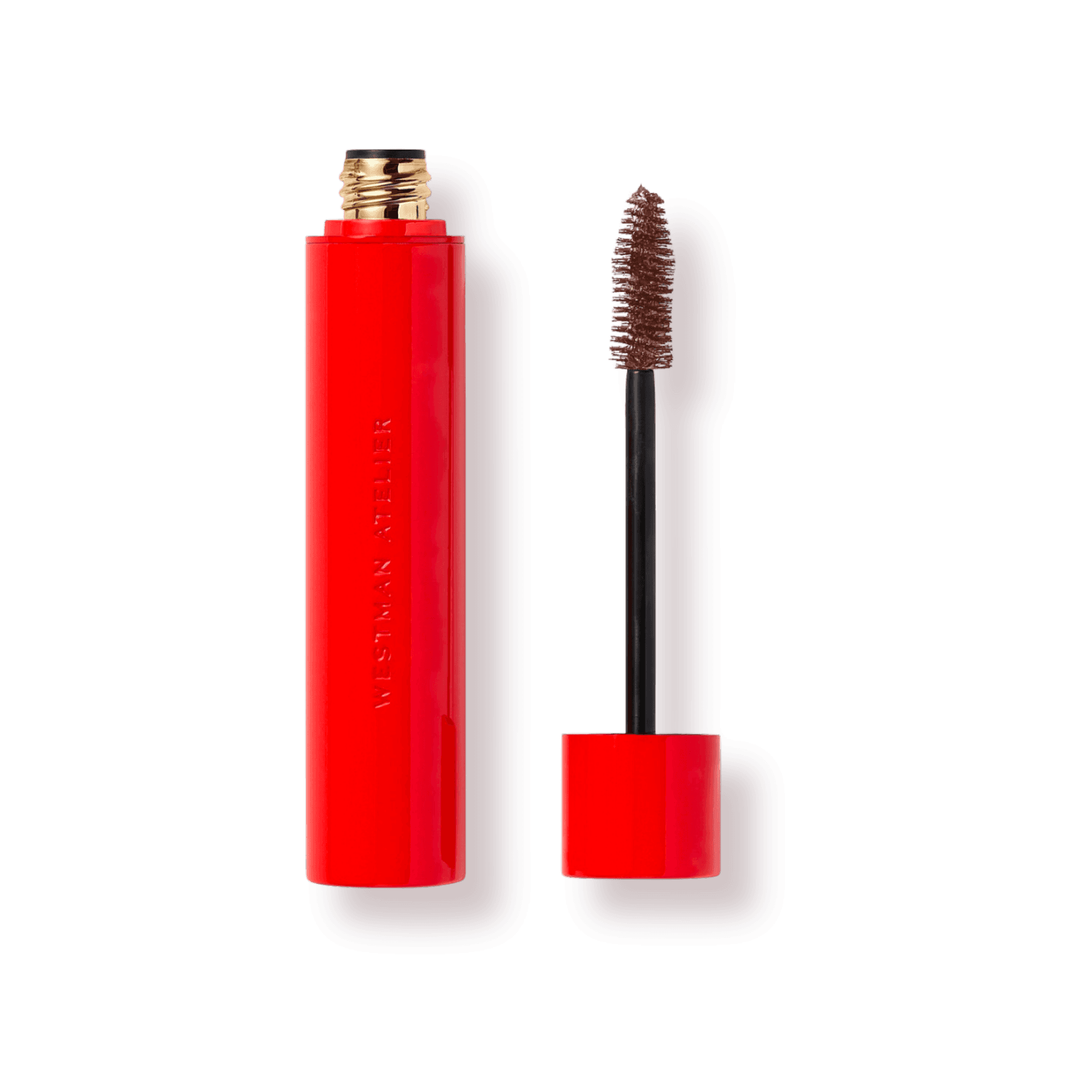 Westman Atelier Buildable Mascara in bold red packaging for enhanced lash volume and definition