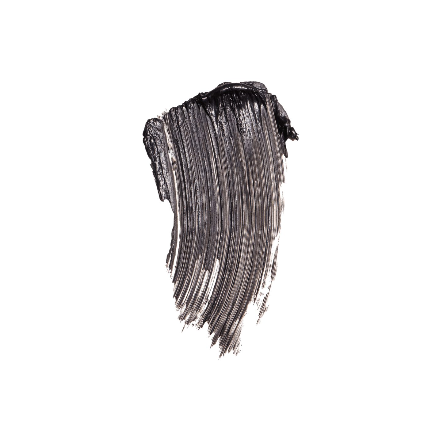 Swatch of Westman Atelier Buildable Mascara showing smooth, dark black formula on a black background