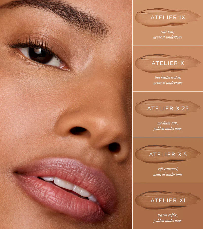 Westman Atelier Foundation Stick shades displayed on diverse skin tones for a seamless finish