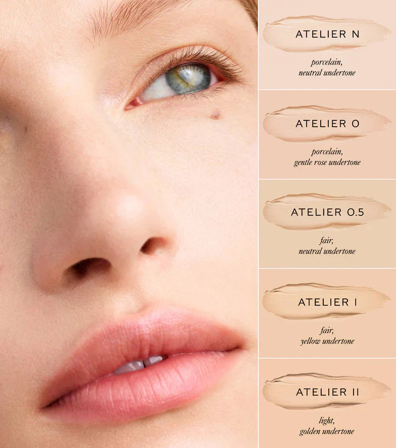 Westman Atelier Foundation Stick swatches showing various shades with porcelain, fair, and light undertones