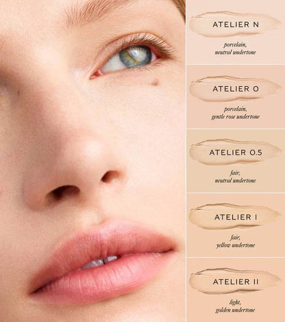 Westman Atelier Foundation Stick swatches on skin showing various shades and undertones for diverse skin tones