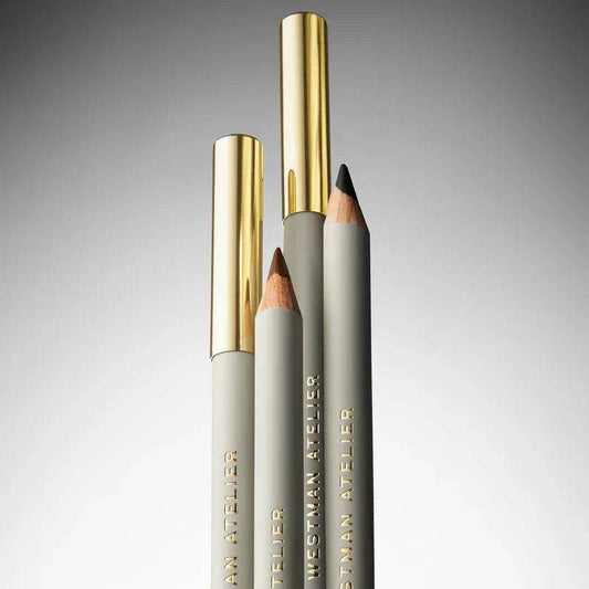 Westman Atelier Kohl Eye Pencil trio featuring three shades with elegant gold caps for versatile eye looks