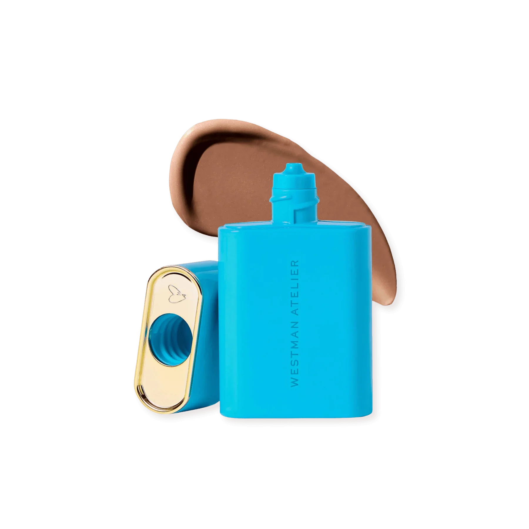 Westman Atelier Liquid Bronzer in a stylish blue container with a unique applicator for easy use
