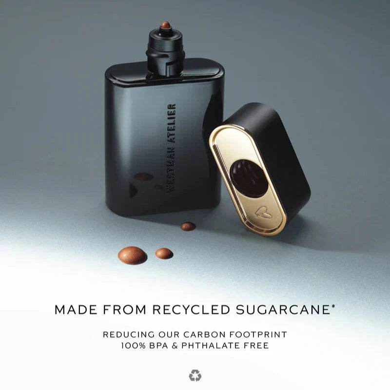 Westman Atelier Liquid Highlight in a sleek bottle made from recycled sugarcane for eco-friendly beauty
