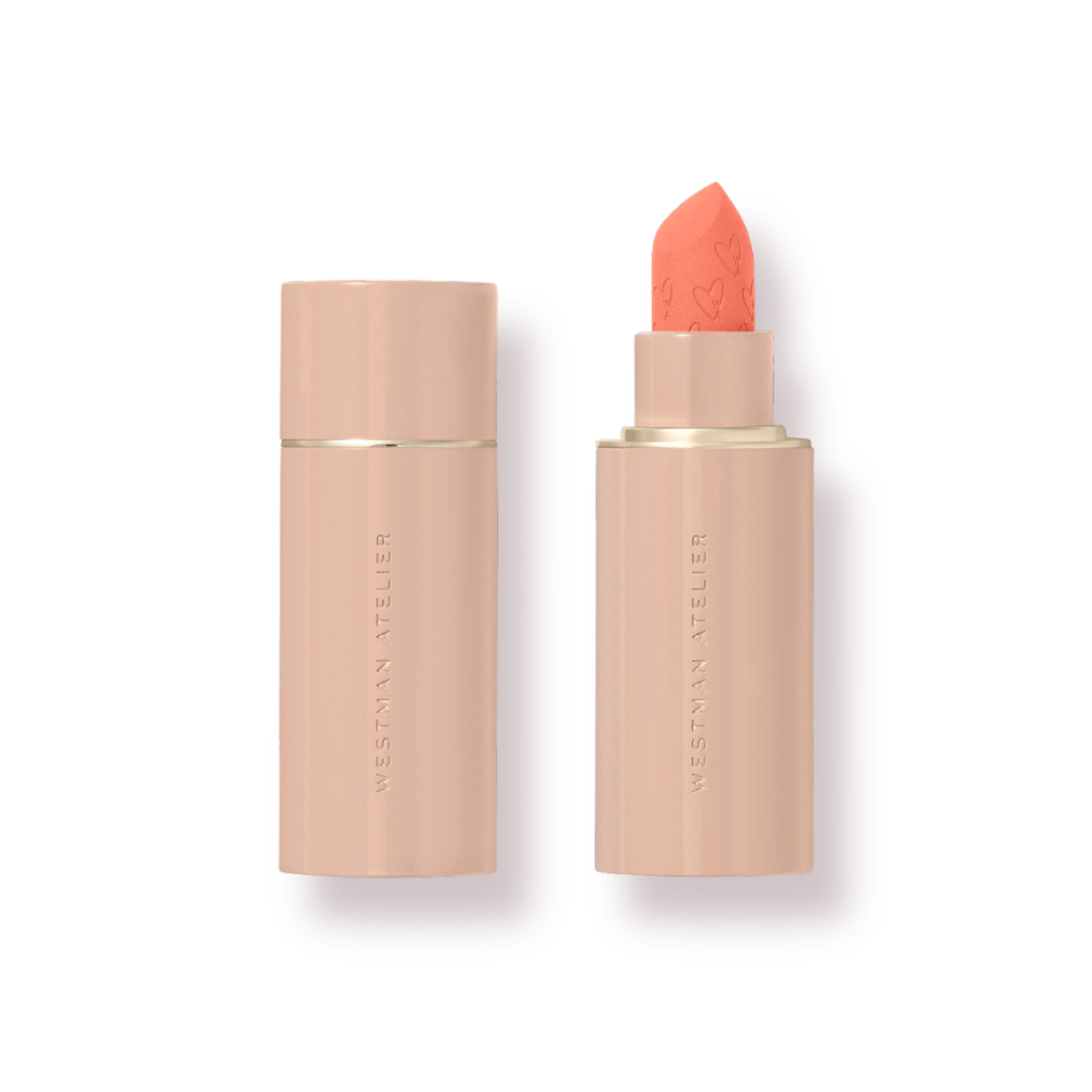 Westman Atelier Luxury Matte Lipstick in a soft peach shade with a stylish case