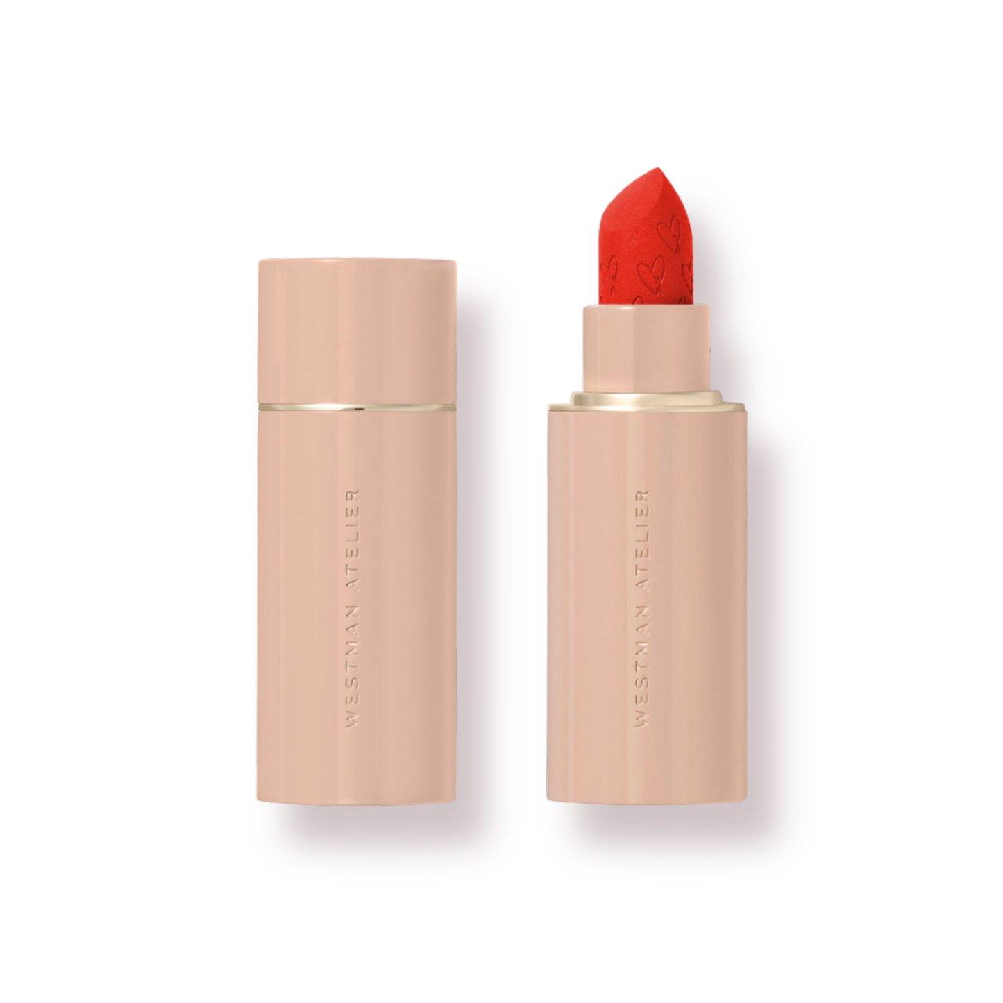 Westman Atelier Luxury Matte Lipstick in bold red shade with sleek packaging for a high-end look