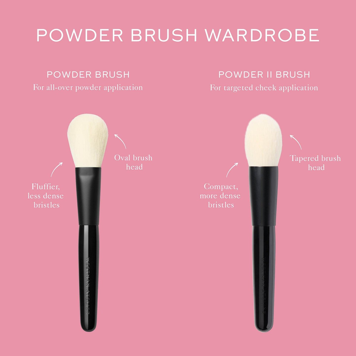 Westman Atelier Powder II Brush with tapered brush head for precise makeup application