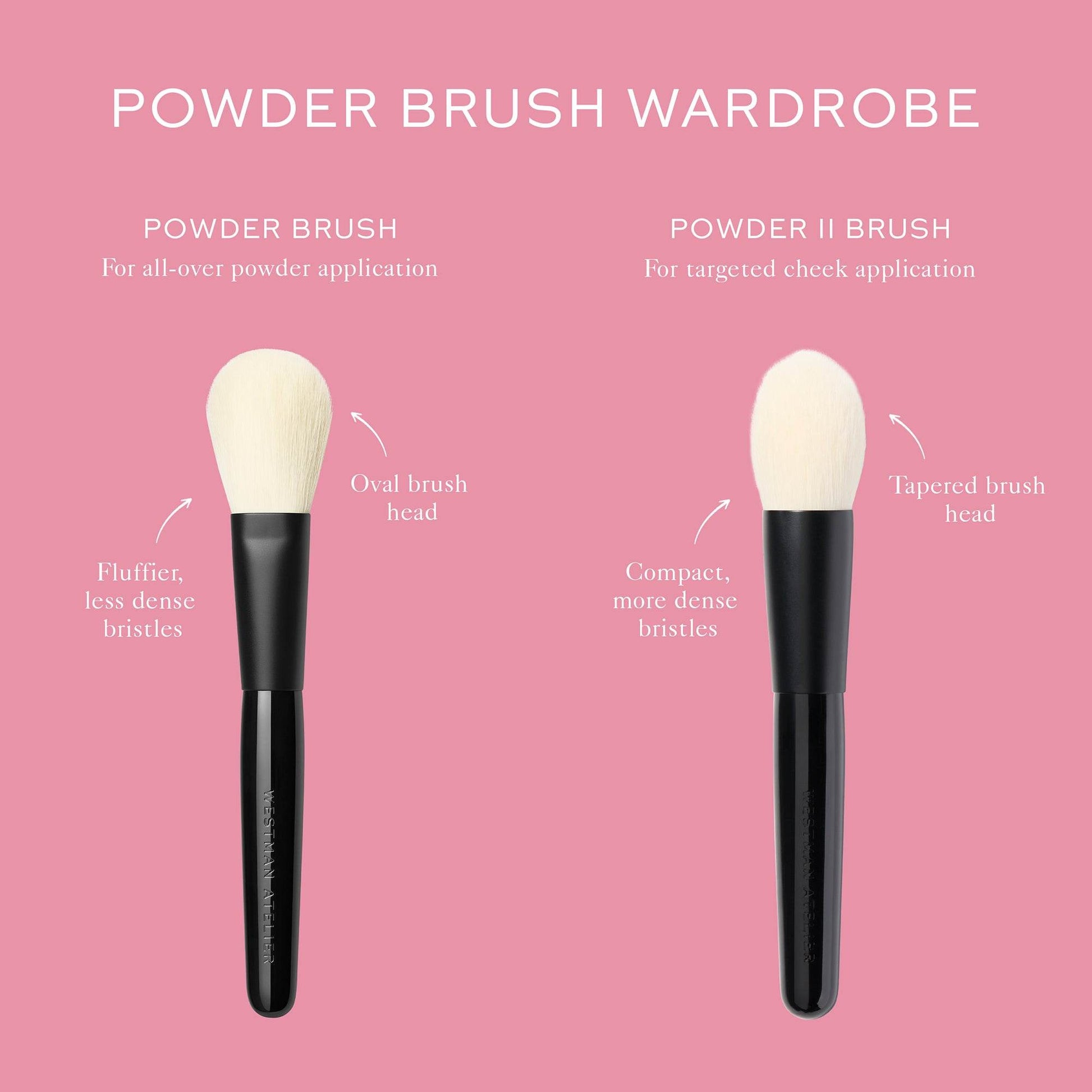 Westman Atelier Powder II Brush with tapered brush head for precise makeup application