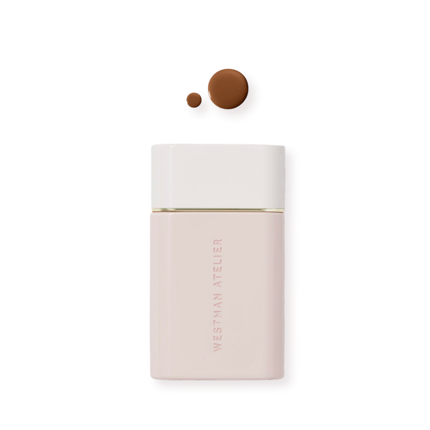 Westman Atelier Radiant Skin Tint in a sleek bottle with two dots of tint swatched above