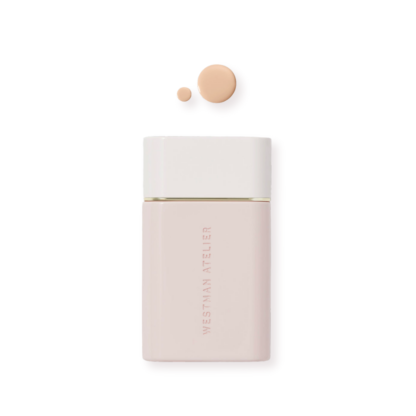 Westman Atelier Radiant Skin Tint in a light shade with two dots of product for a natural glow