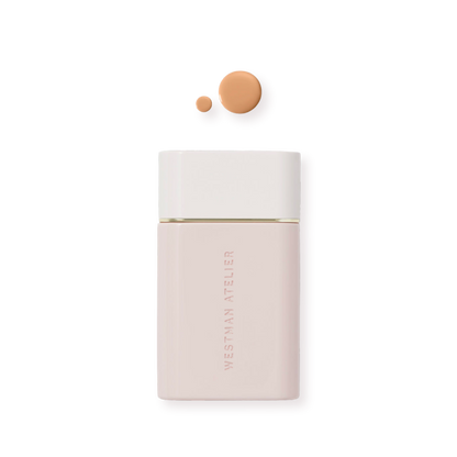 Westman Atelier Radiant Skin Tint Bottle with Color Swatches for Flawless Complexion