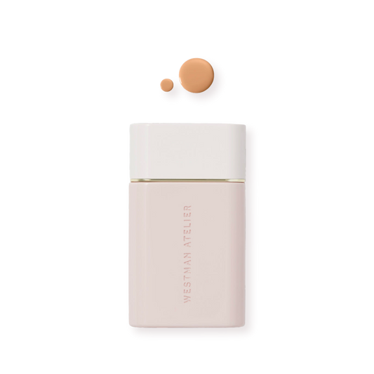 Westman Atelier Radiant Skin Tint Bottle with Color Swatches for Flawless Complexion