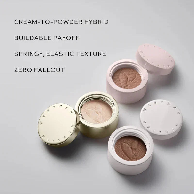 Westman Atelier Cream Eyeshadow in two shades with buildable payoff and springy texture