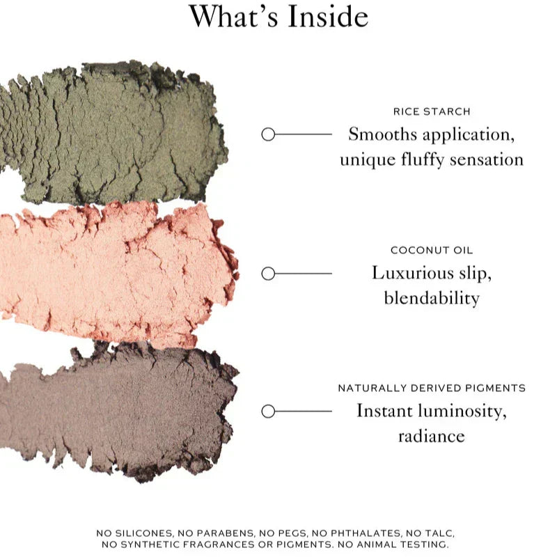 Inside look at Westman Atelier Cream Eyeshadow ingredients with rice starch, coconut oil, and natural pigments